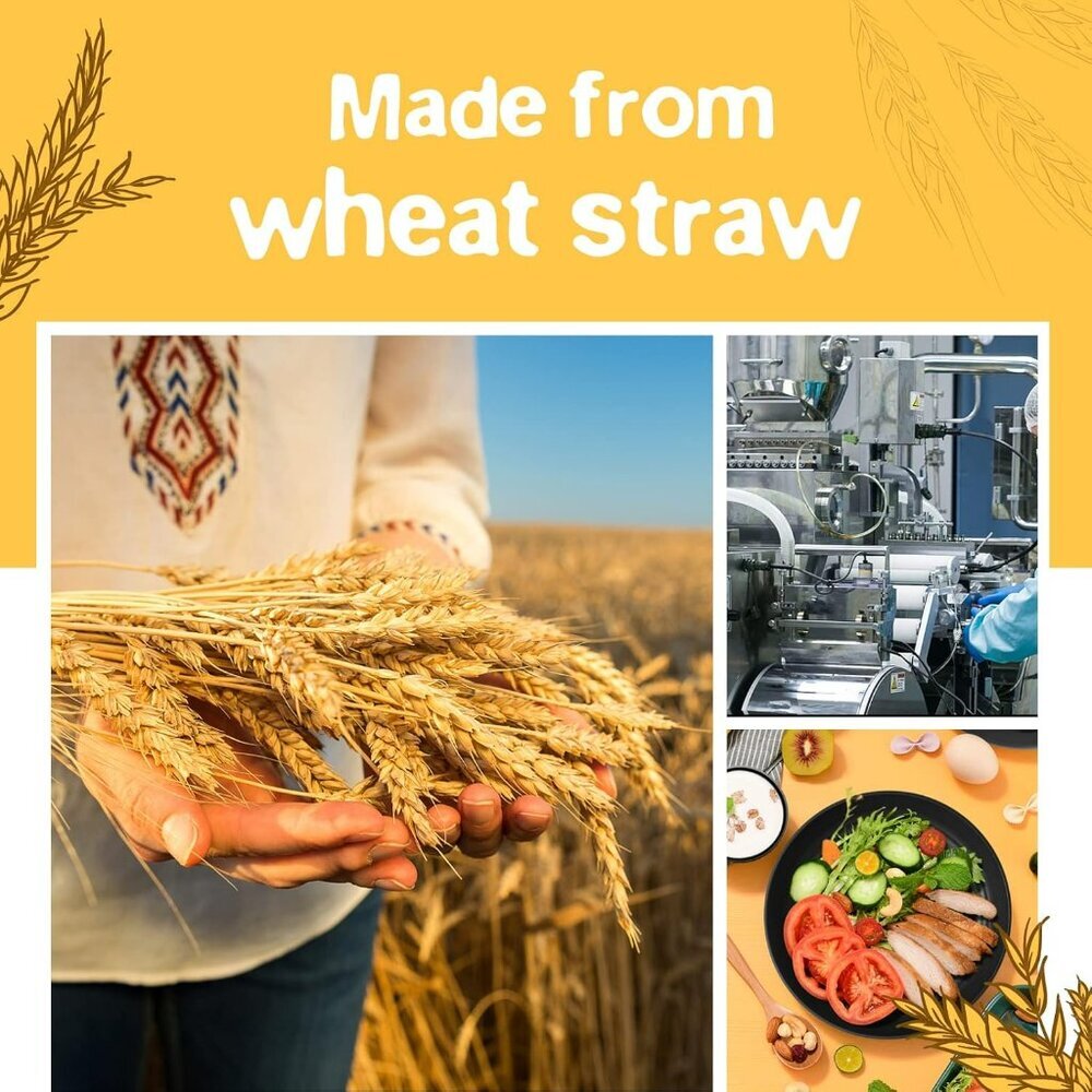 16-Piece Kitchen Plastic Wheat Straw Dinnerware Set, Service for 4, Dinner Plate - Picture 7 of 7